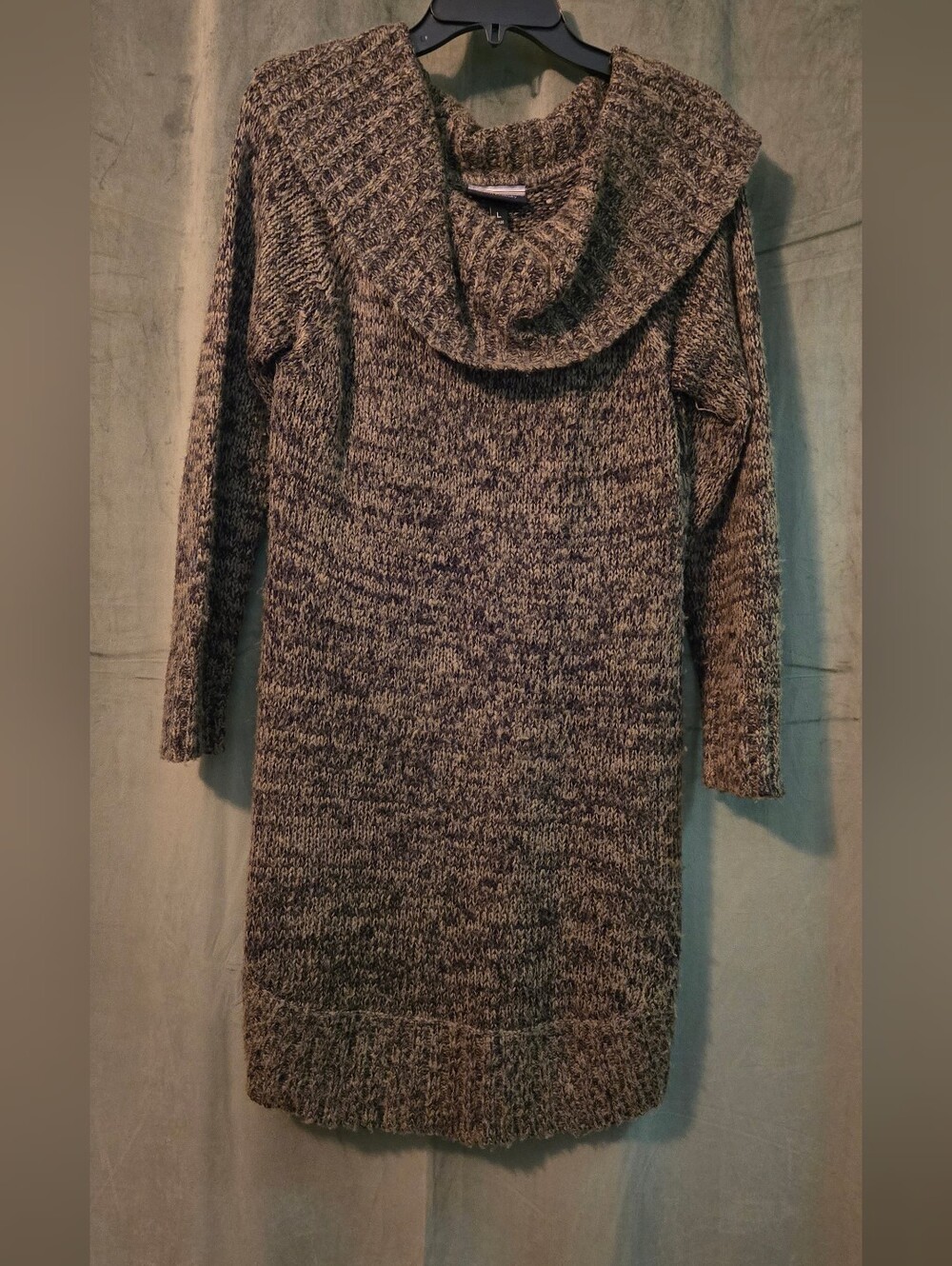 Cozy Cowl Neck Women's Sweater Dress - Green